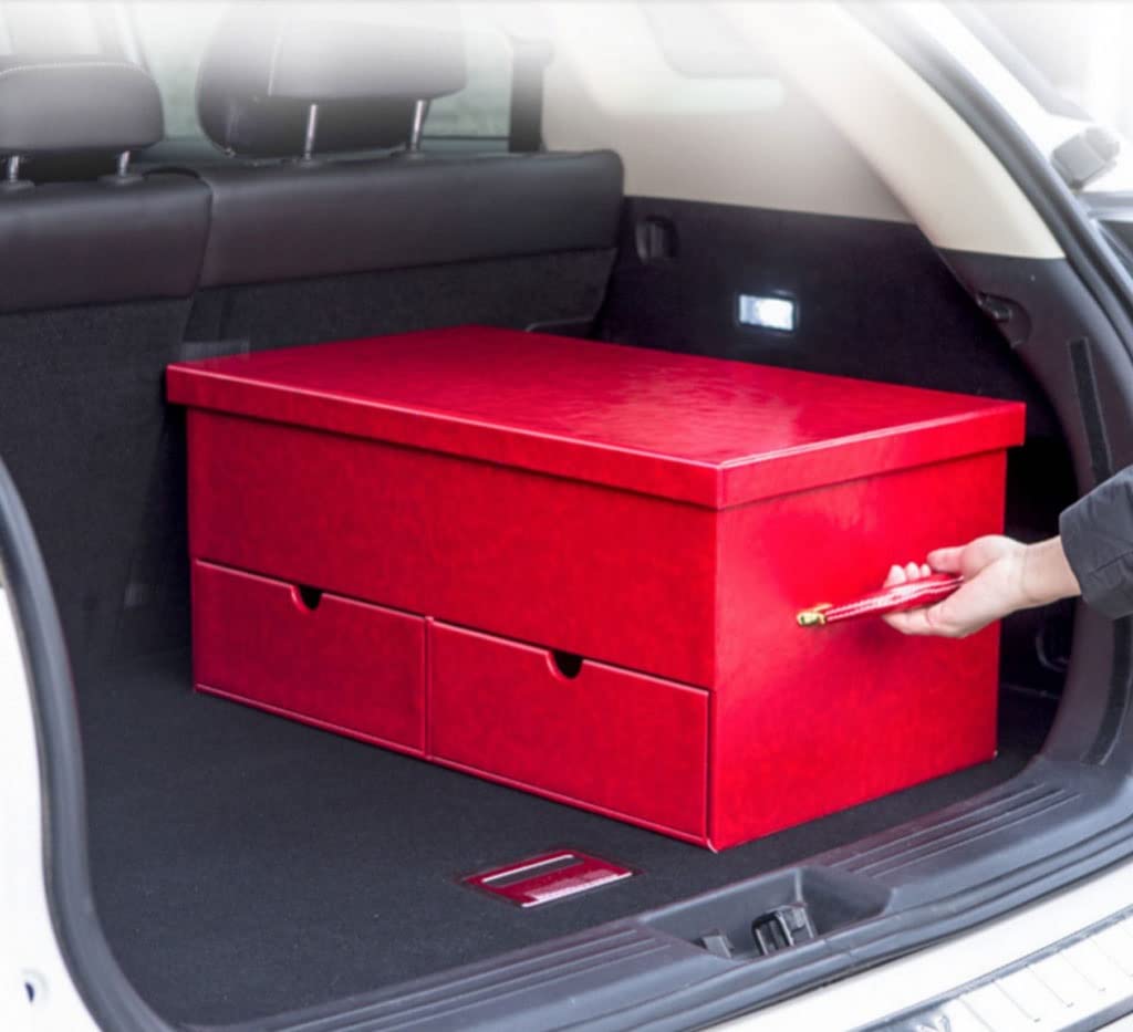 Car Trunk Storage Box with Handle and Drawer Large Capacity Organizer