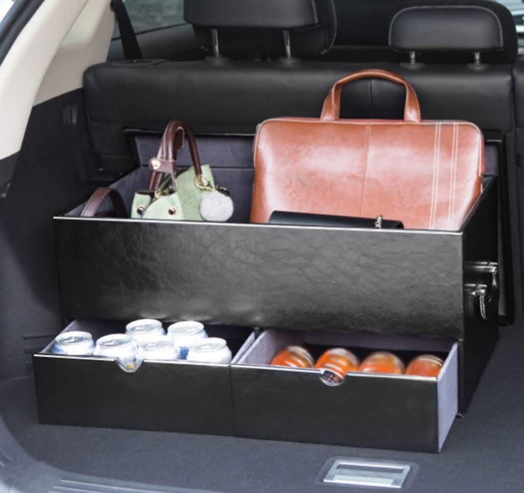 Car Trunk Storage Box with Handle and Drawer Large Capacity Organizer