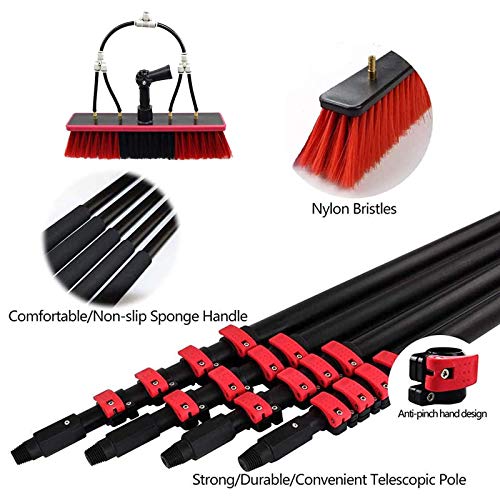 Telescopic Window Cleaning Brush with Water Spray Extension Pole