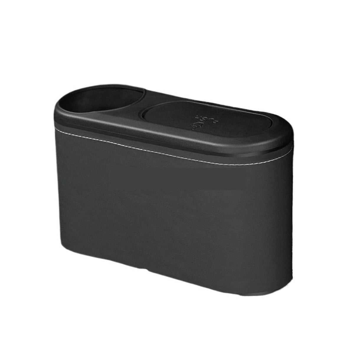 Leather Hanging Car Trash Bin with Drink Holder Rear Seat Organizer