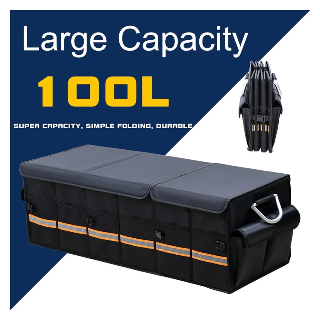 Foldable Car Trunk Organizer 100L 66L Heavy Duty Storage Box for SUV Sedan Truck