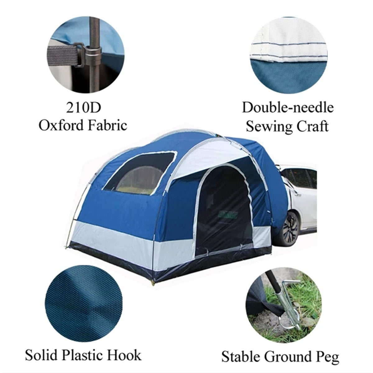 Car Rear Trunk Tent Waterproof Camping Shelter for Travel and Road Trips