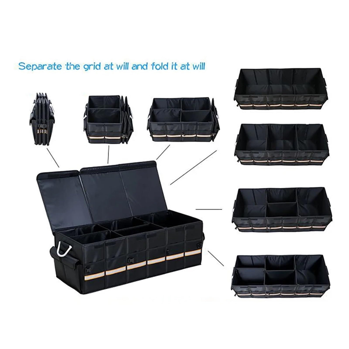 Foldable Car Trunk Organizer 100L 66L Heavy Duty Storage Box for SUV Sedan Truck