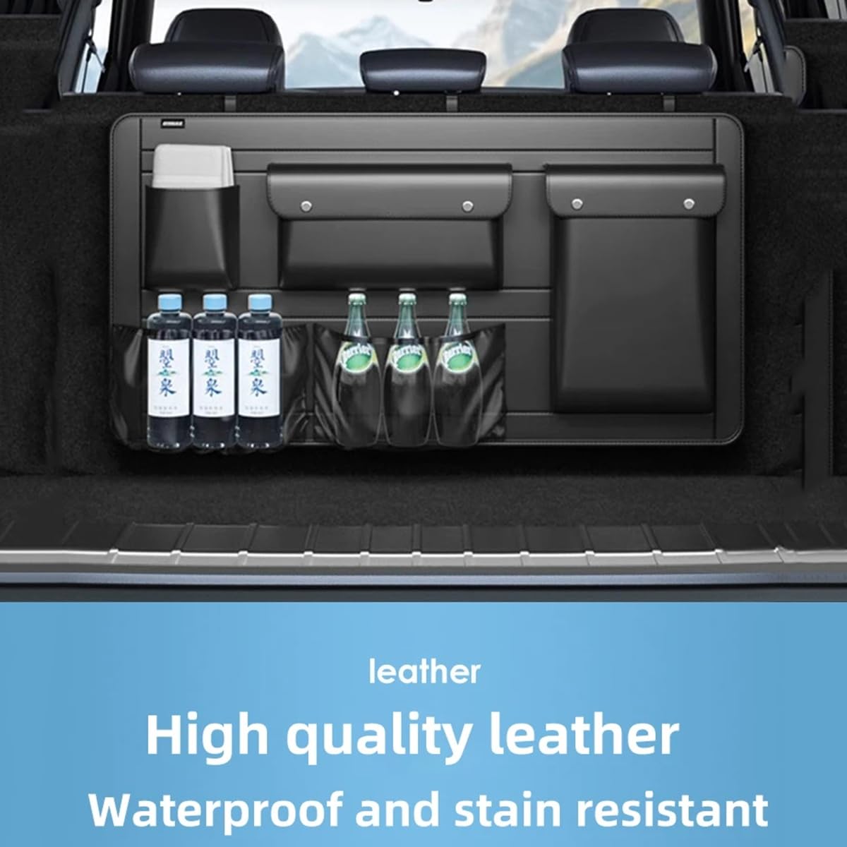 PU Leather Car Seat Back Organizer High Capacity Storage Bag