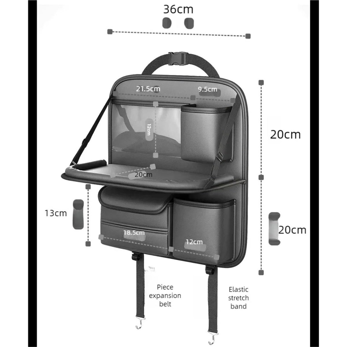 Foldable Car Seat Back Organizer Storage Rack Table Board