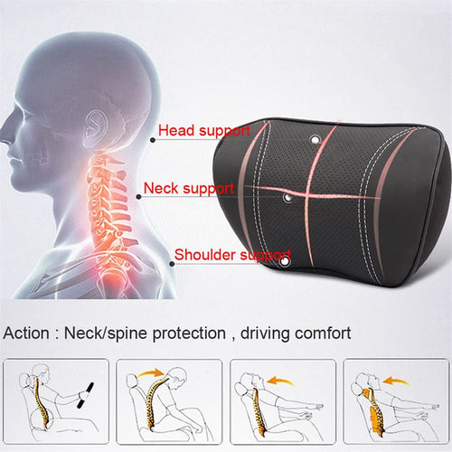 AFPSDLFJDLS Leather Car Neck Pillow for Memory Foam seat Headrest