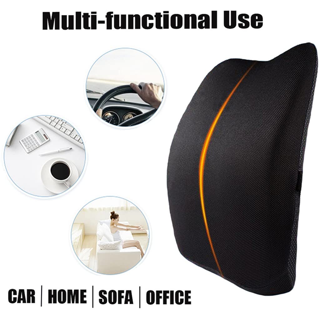 Lumbar Support Cushion Memory Foam Back Pillow for Car Seat Office Chair
