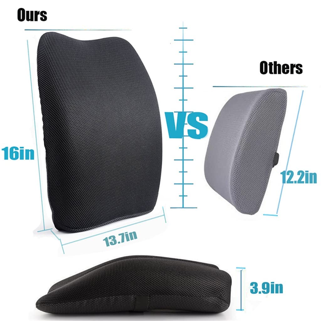 Lumbar Support Cushion Memory Foam Back Pillow for Car Seat Office Chair
