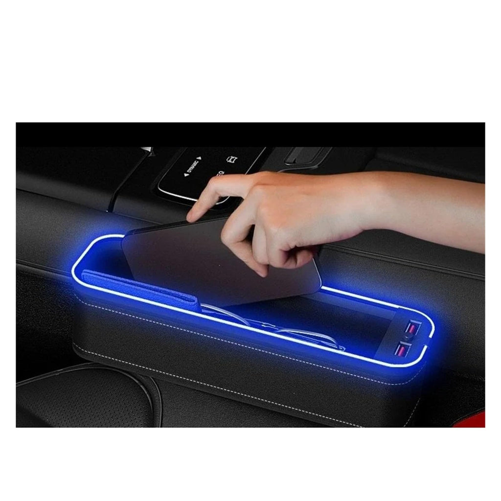 USB Charging Car Seat Gap Storage Box with Light Organizer