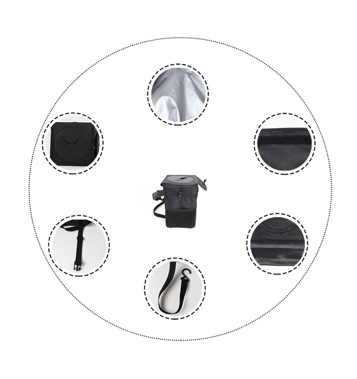 Leakproof Car Trash Bin Large Opening Storage Organizer