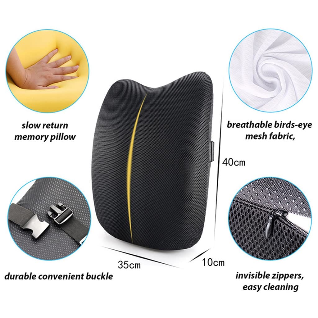 Lumbar Support Cushion Memory Foam Back Pillow for Car Seat Office Chair