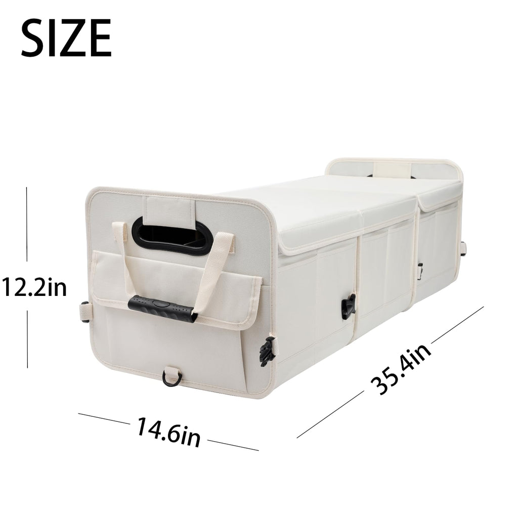 AOKJOY Car Trunk Organizer with Lid and Car Trash Can Beige