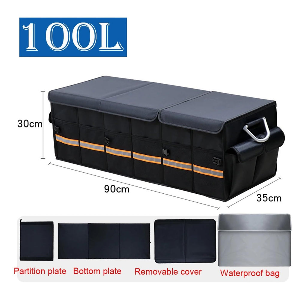 Foldable Car Trunk Organizer 100L 66L Heavy Duty Storage Box for SUV Sedan Truck