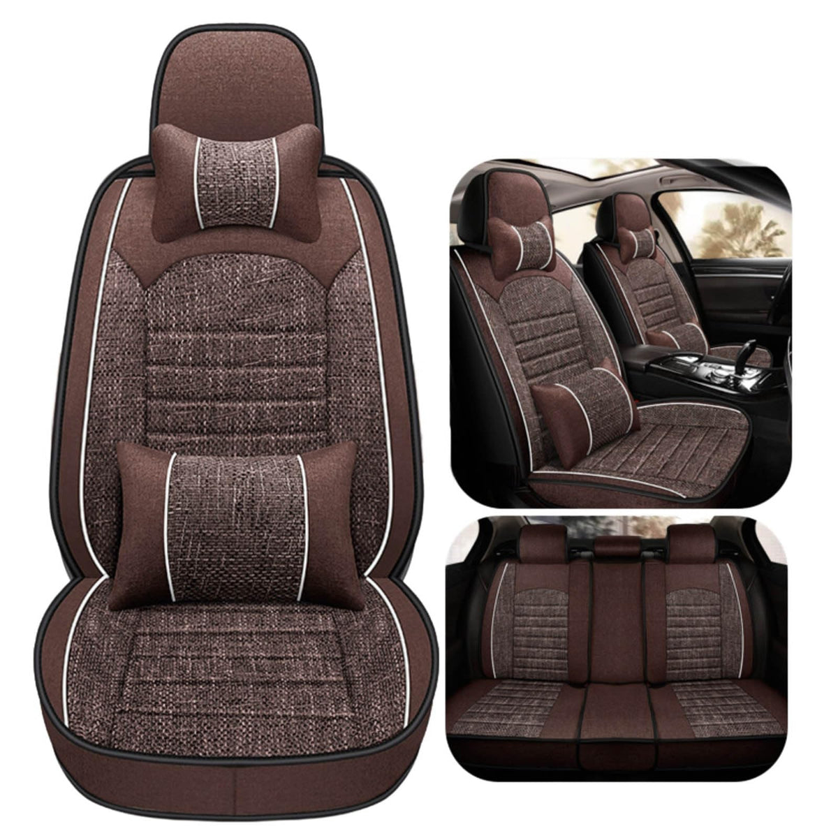FYKLXI Linen Car Seat Covers for Tesla Model Y 2021-2026