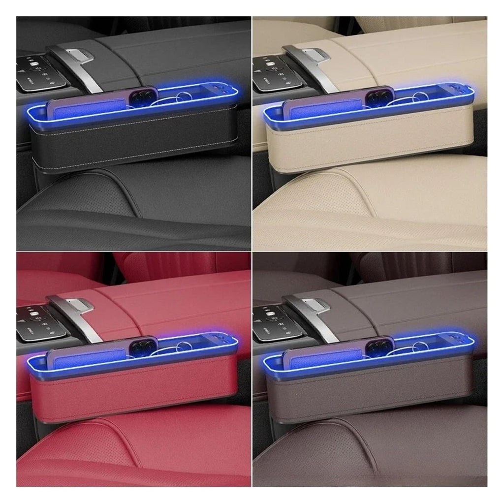 USB Charging Car Seat Gap Storage Box with Light Organizer