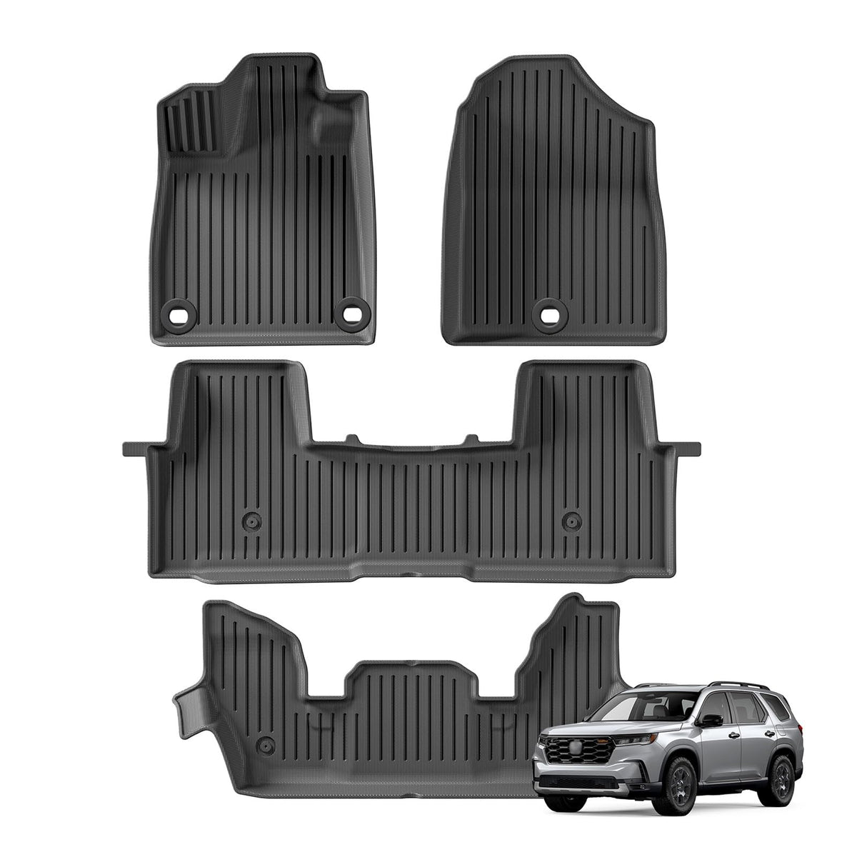 Pilot 2023-2024 TPE 3D Floor Mats Cargo Liner Black Left Hand Drive