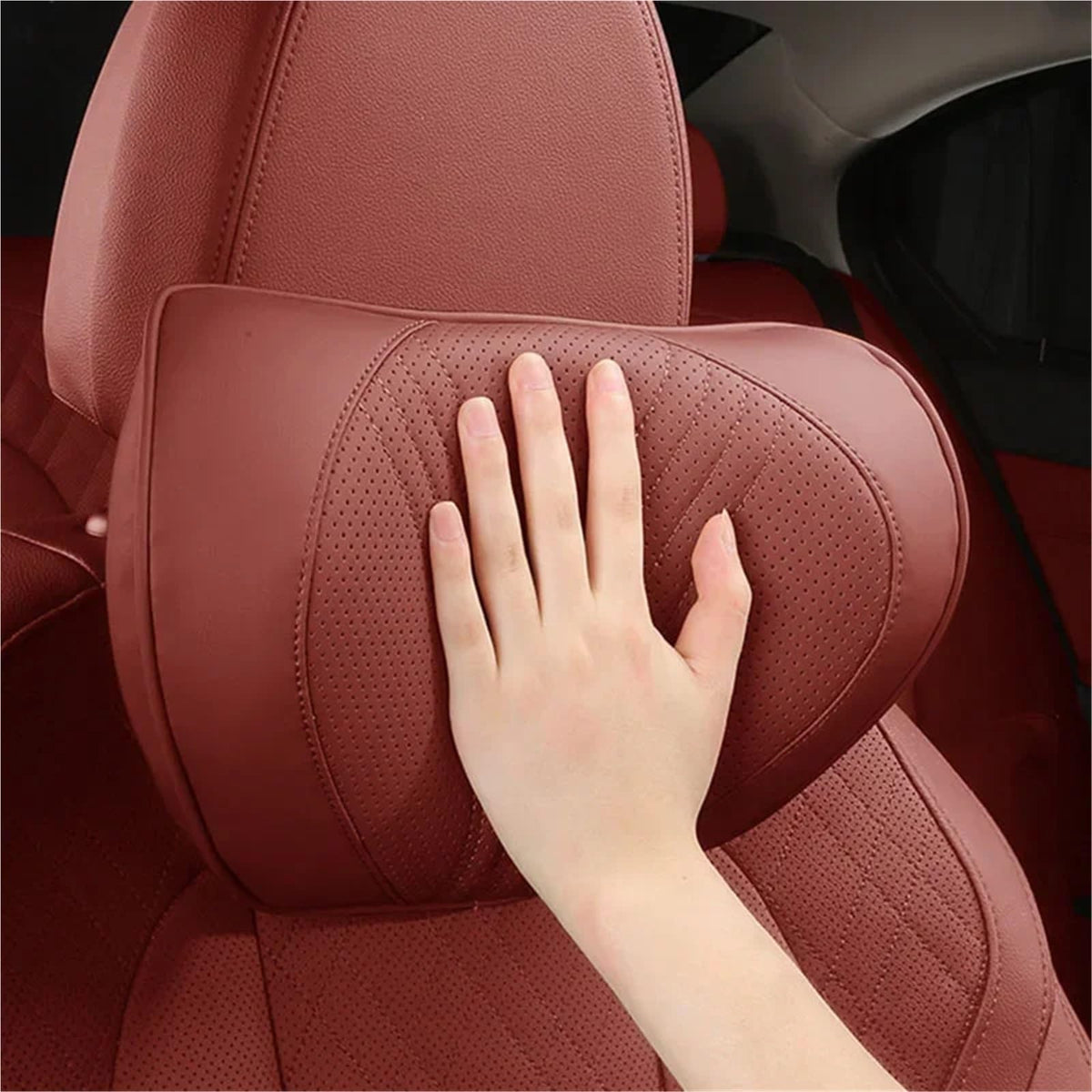 Leather Car Headrest Lumbar Support Pillow Cushion
