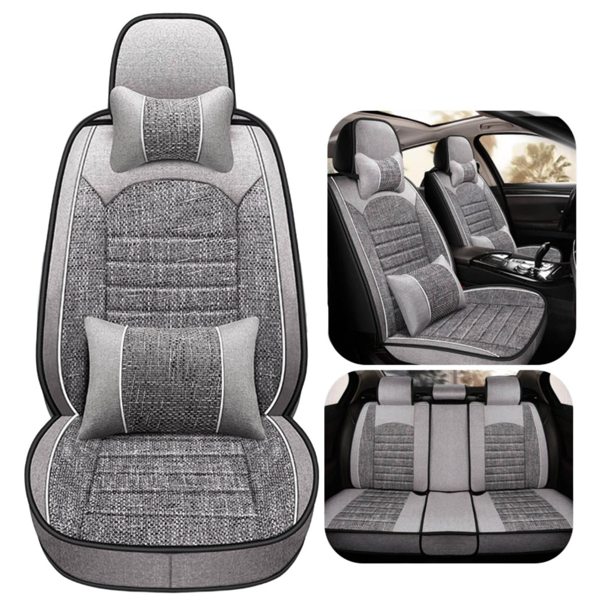 FYKLXI Linen Car Seat Covers for Tesla Model Y 2021-2026