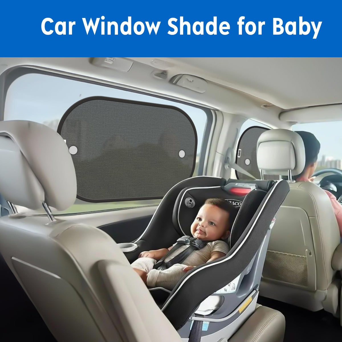 Car Window Shades 4 Pack UV Protection Sun Shade with Suction Cups
