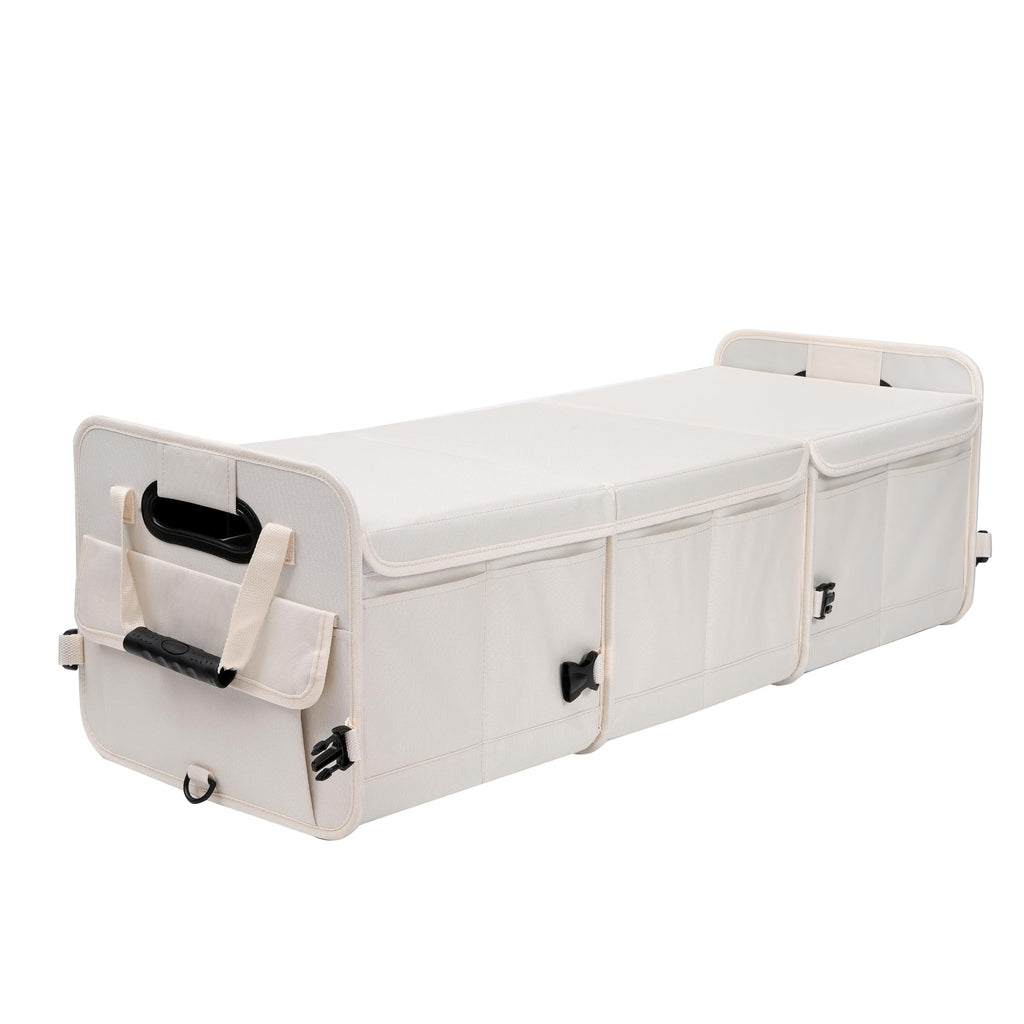AOKJOY Car Trunk Organizer with Lid and Car Trash Can Beige