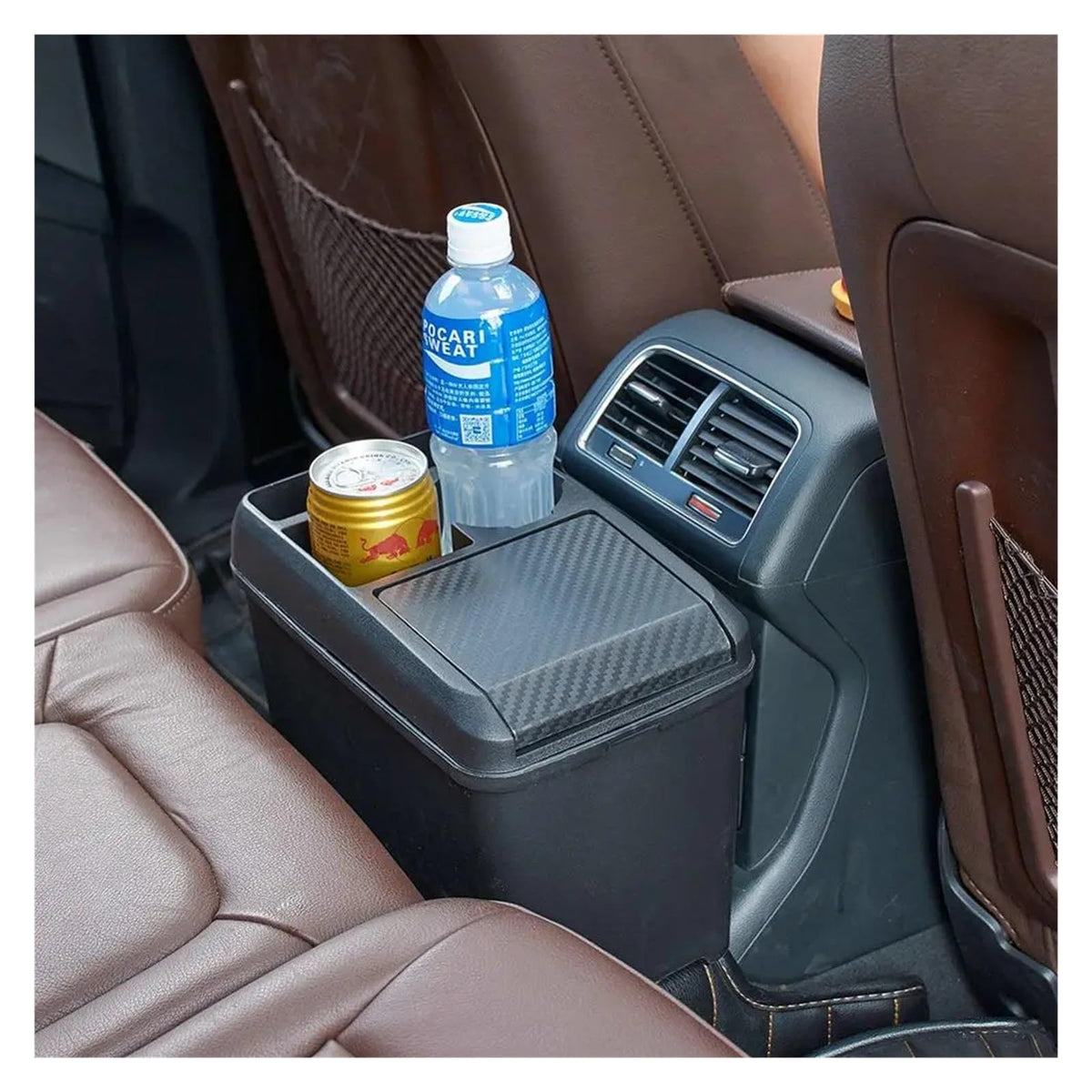 Car Trash Bin Multi-Function Storage Box with Cup Holder