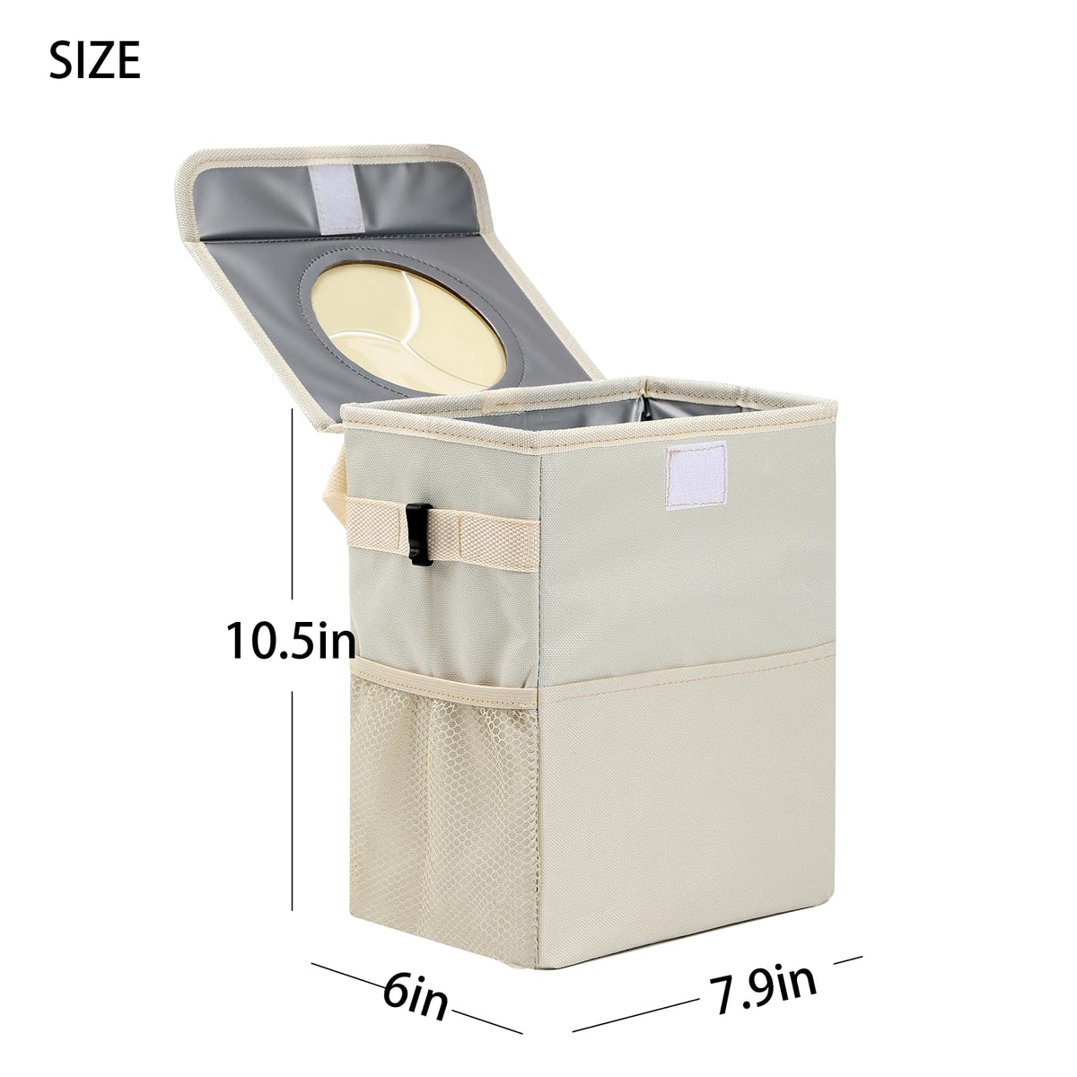 AOKJOY Car Trunk Organizer with Lid and Car Trash Can Beige