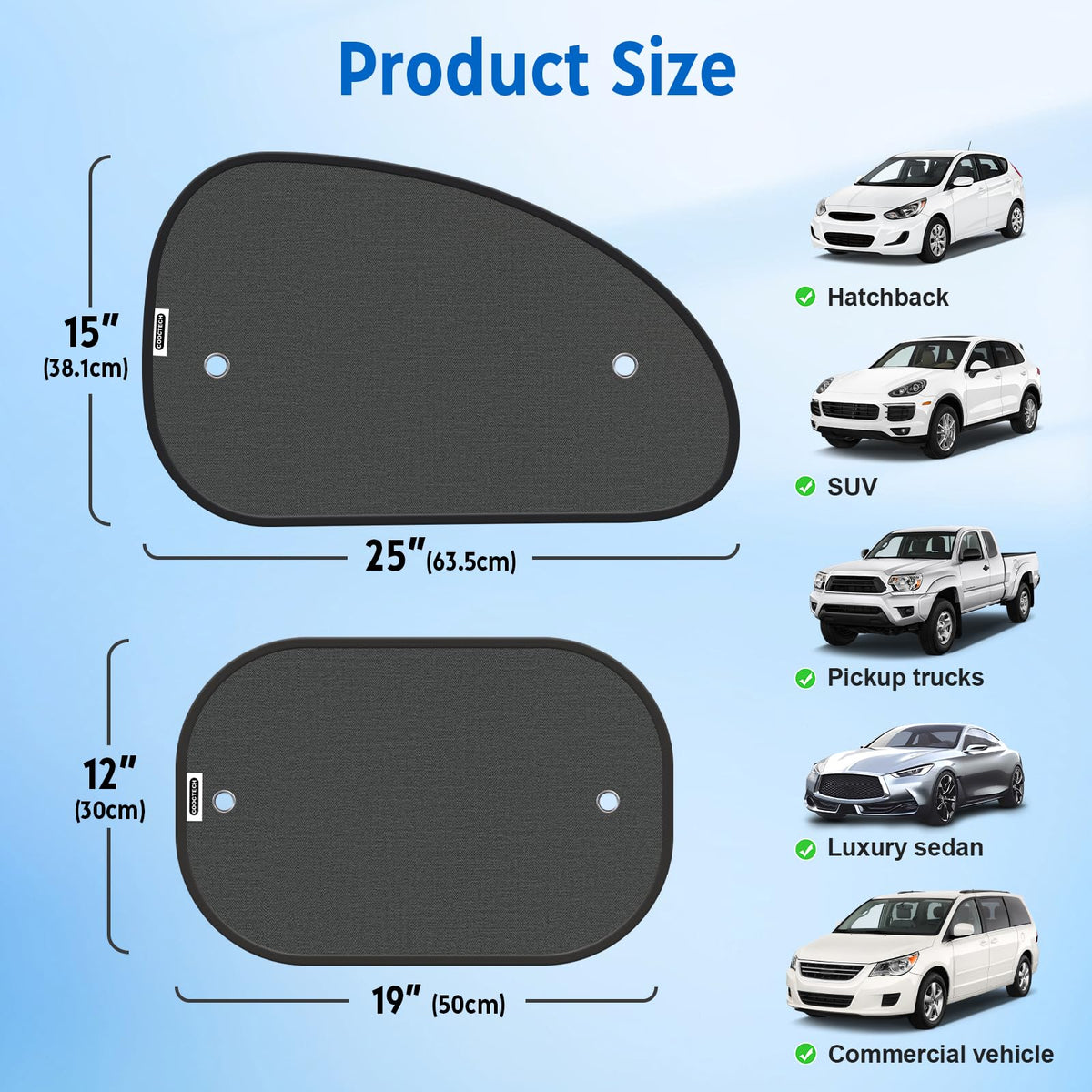 Car Window Shades 4 Pack UV Protection Sun Shade with Suction Cups