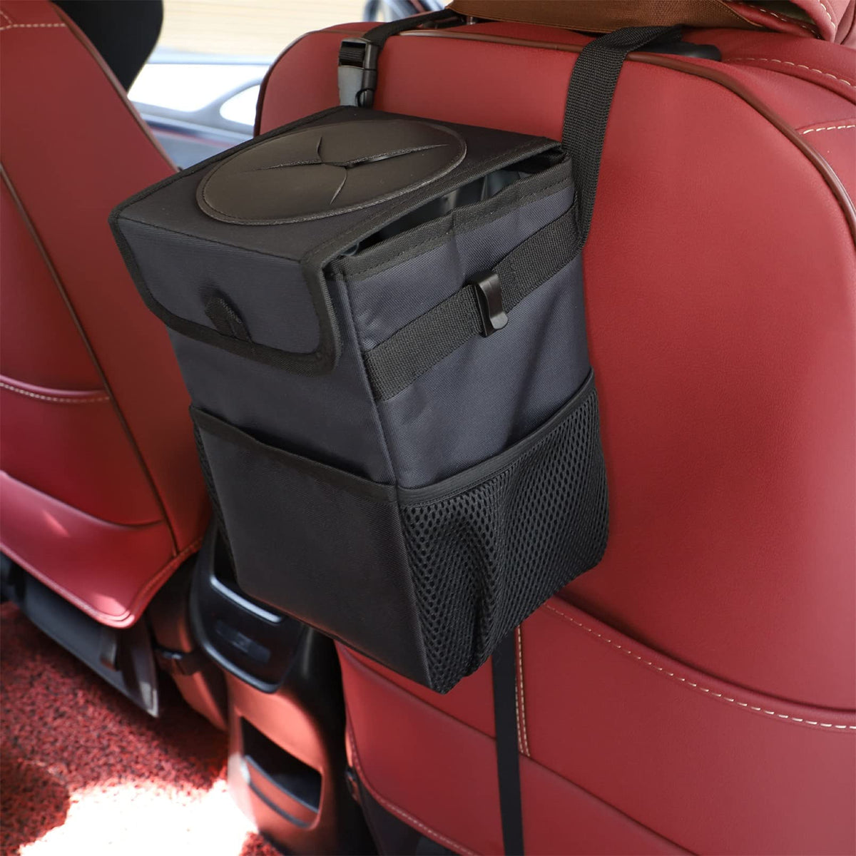 Leakproof Car Trash Bin Large Opening Storage Organizer