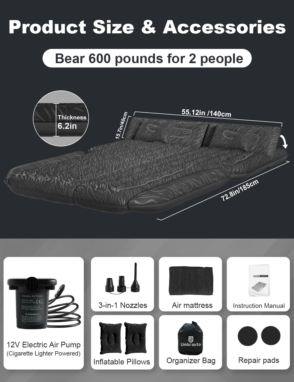 Umbrauto Car Air Mattress Truck Bed Mattress