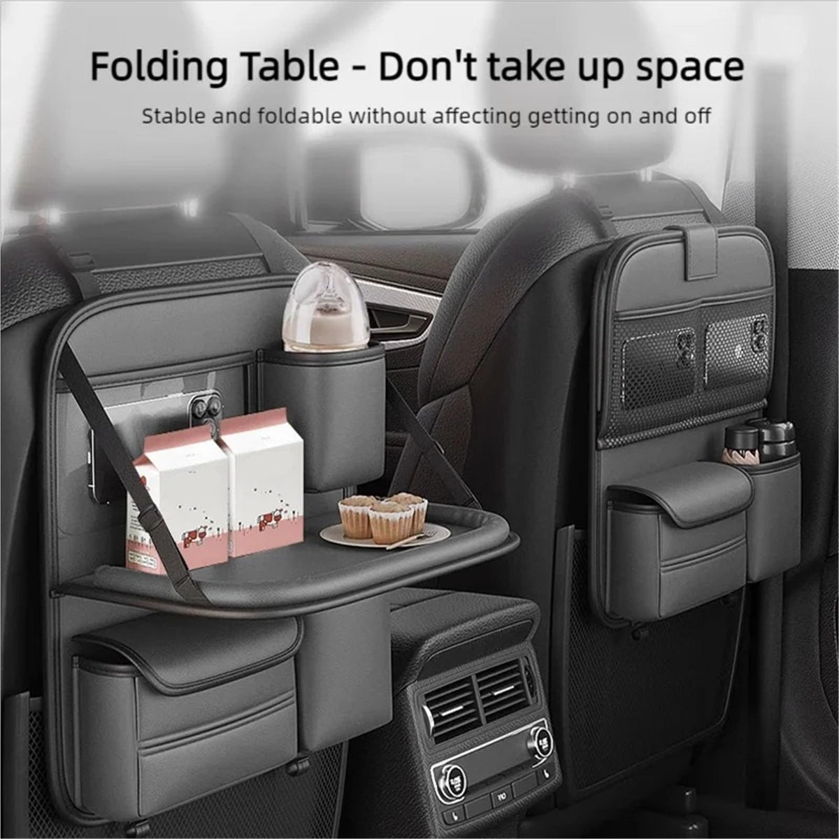 Foldable Car Seat Back Organizer Storage Rack Table Board