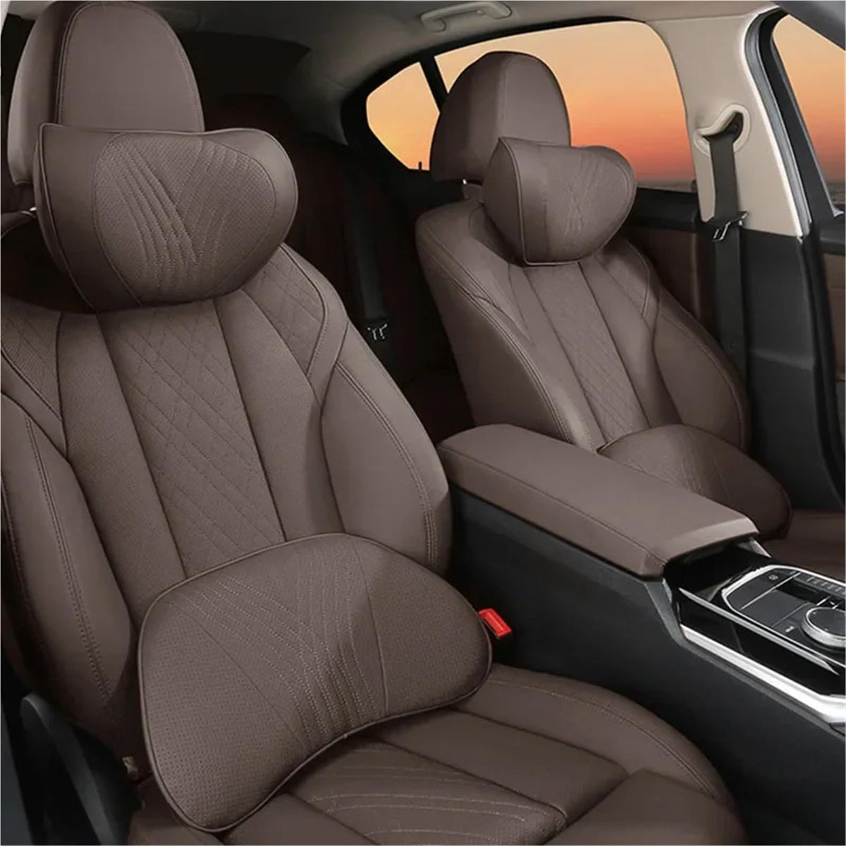 Leather Car Headrest Lumbar Support Pillow Cushion