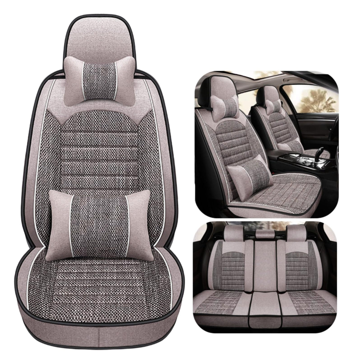 FYKLXI Linen Car Seat Covers for Tesla Model Y 2021-2026