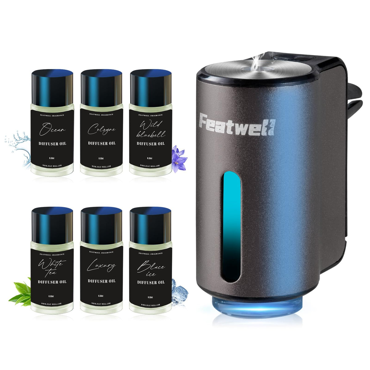 Featwell Intelligent Car Aroma Diffuser - Three Adjustable Modes, Rechargeable
