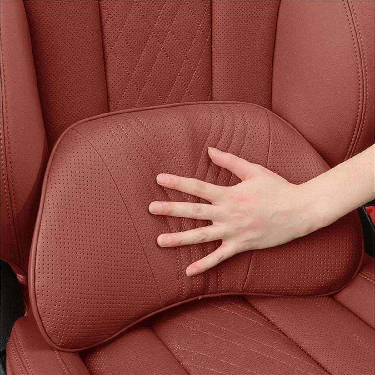Leather Car Headrest Lumbar Support Pillow Cushion