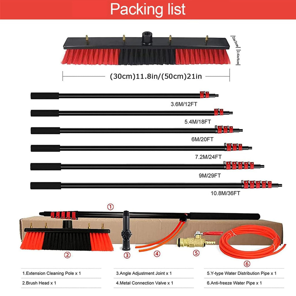 12FT Telescopic Window Cleaning Pole Water Fed Brush Kit