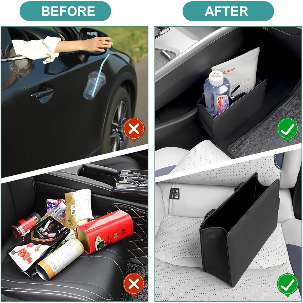Nissan Cefiro 2004 Leather Car Trash Bin Foldable Hanging Storage Organizer