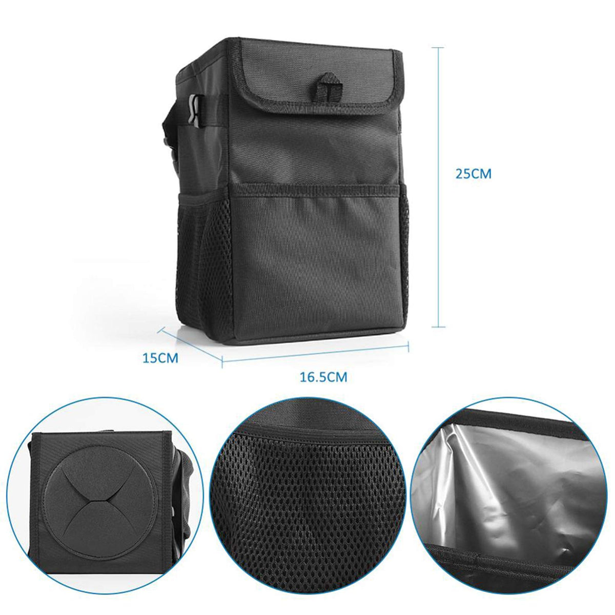 Leakproof Car Trash Bin Large Opening Storage Organizer