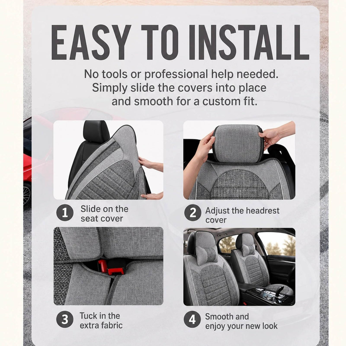 FYKLXI Linen Car Seat Covers for Tesla Model Y 2021-2026