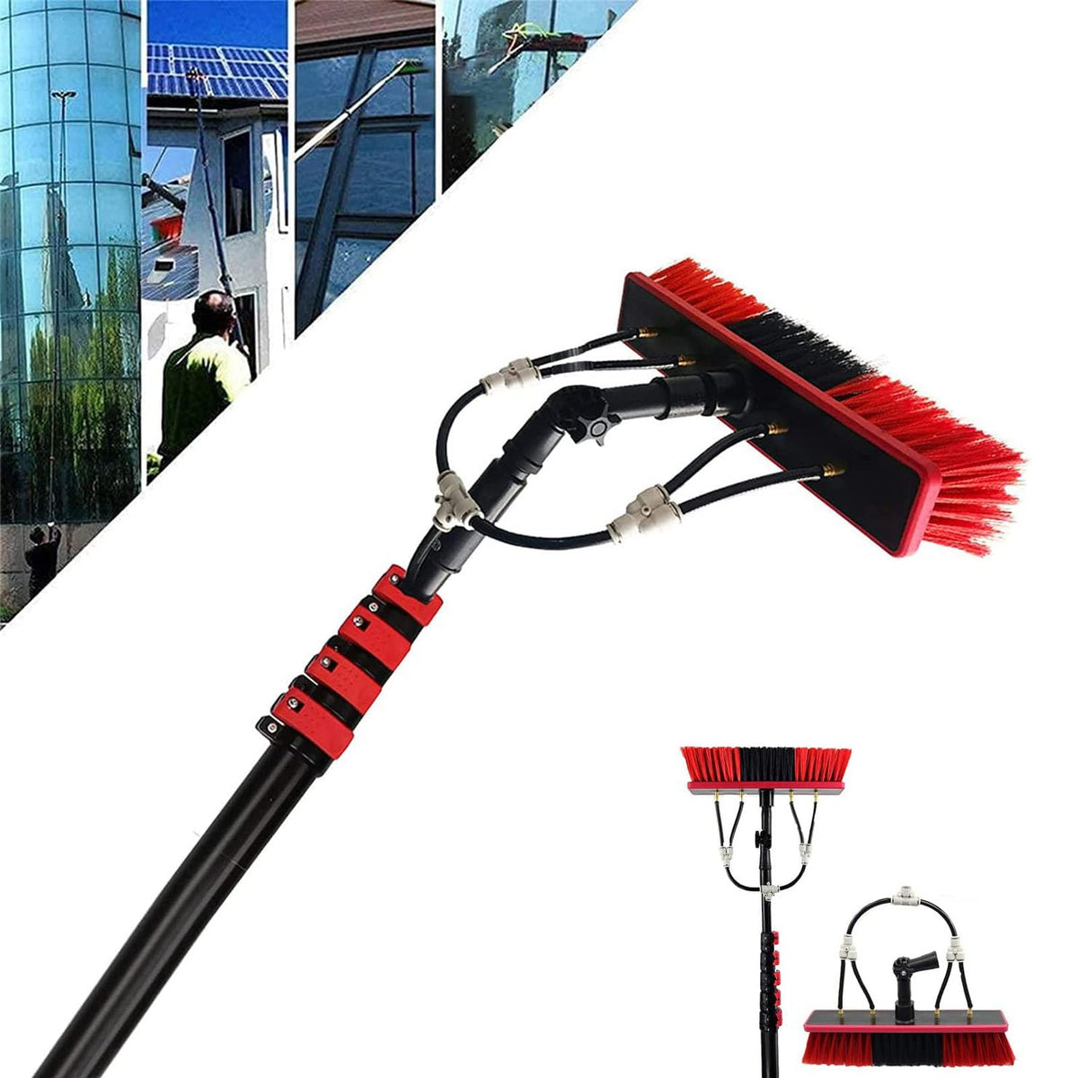 12FT Telescopic Window Cleaning Pole Water Fed Brush Kit
