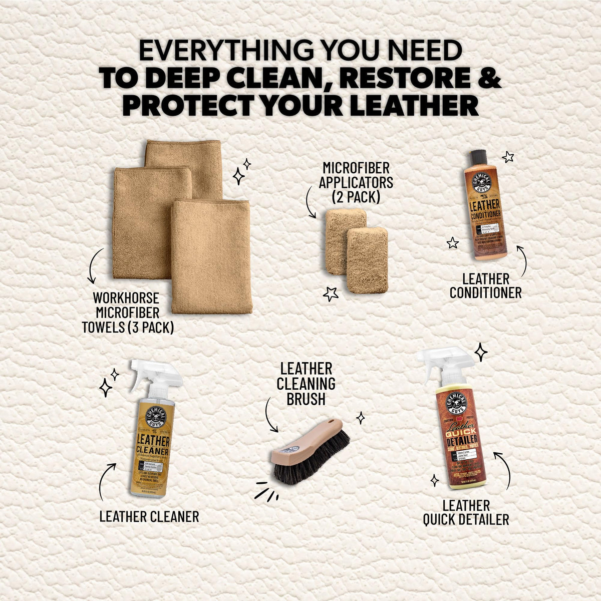 Leather Cleaner and Conditioner Kit for Car Interior 9-Piece Set