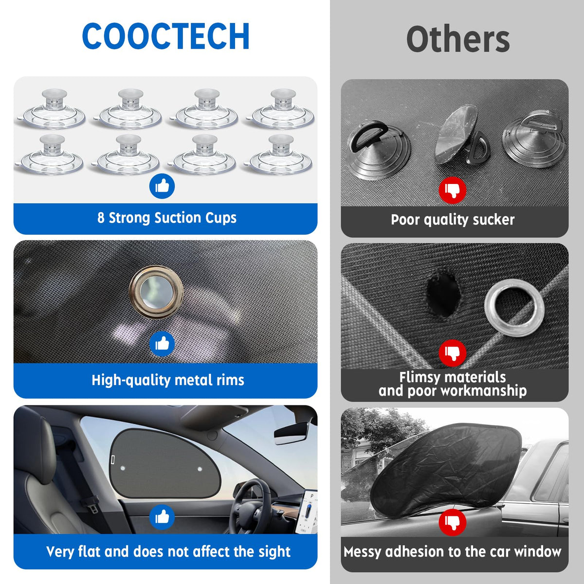 Car Window Shades 4 Pack UV Protection Sun Shade with Suction Cups