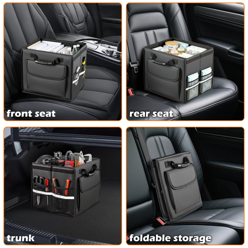 Foldable Leather Trunk Organizer Storage Box for SUVs and Sedans