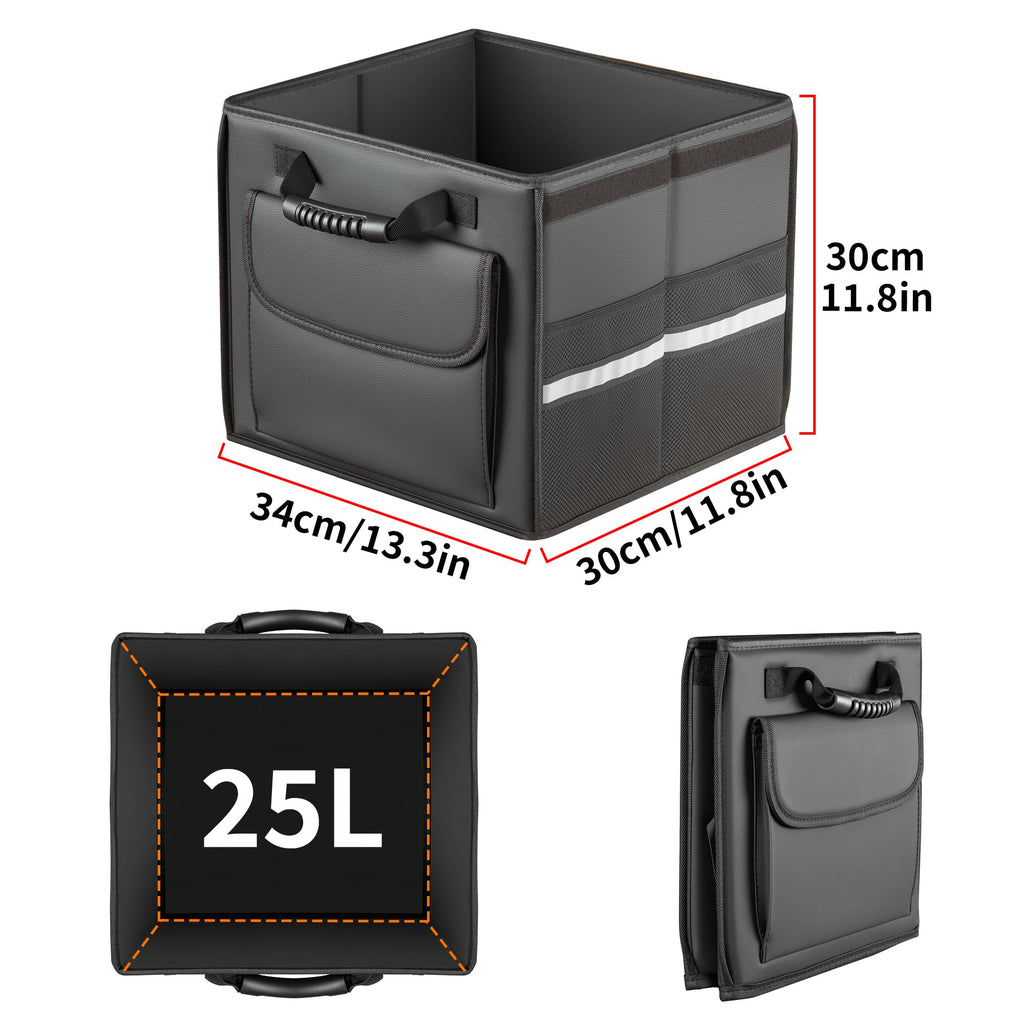 Foldable Leather Trunk Organizer Storage Box for SUVs and Sedans