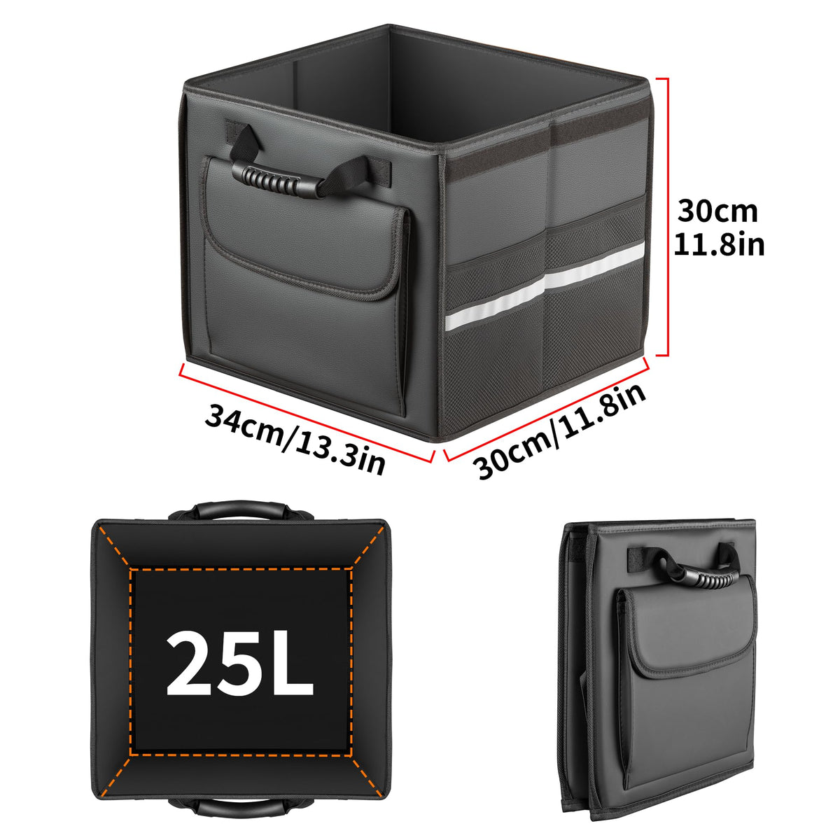 Foldable Leather Trunk Organizer Storage Box for SUVs and Sedans