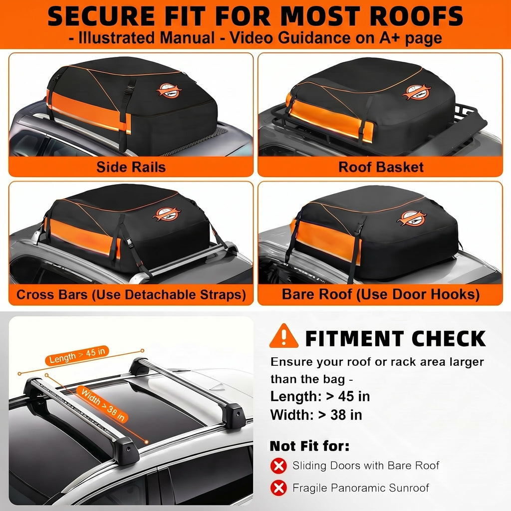 Sailnovo Aerodynamic Rooftop Cargo Carrier Bag, Cubic Feet Waterproof