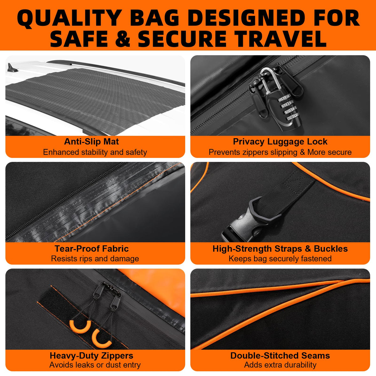 Sailnovo Aerodynamic Rooftop Cargo Carrier Bag, Cubic Feet Waterproof