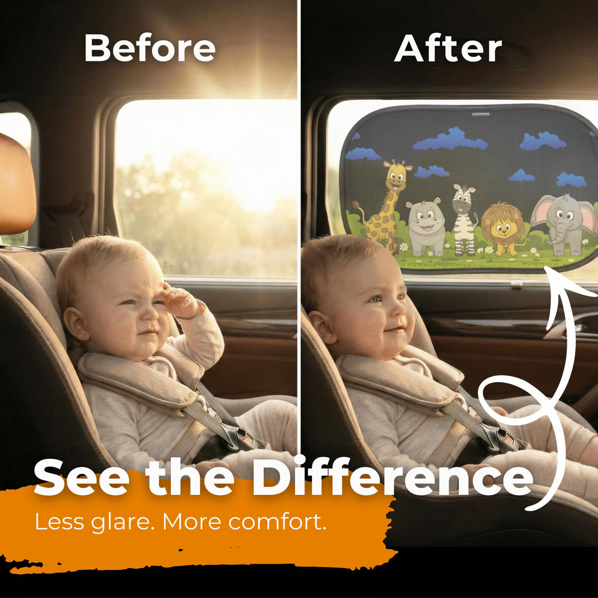 Baby Car Window Shades UV Protection Sun Shade 2 Pack