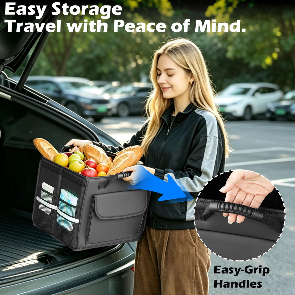 Foldable Leather Trunk Organizer Storage Box for SUVs and Sedans