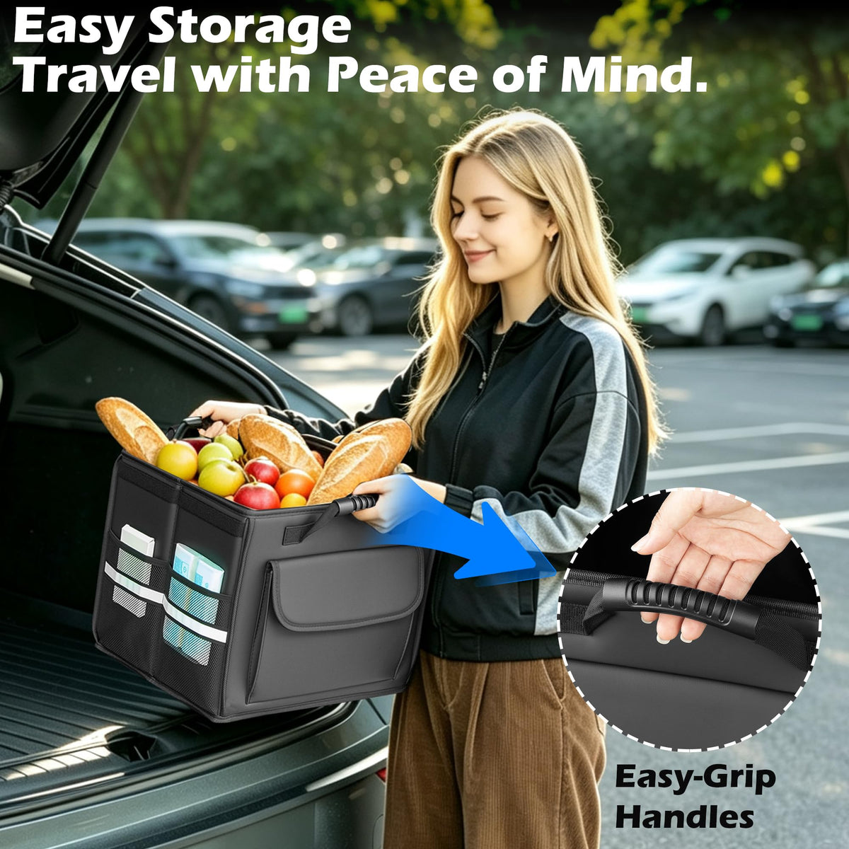 Foldable Leather Trunk Organizer Storage Box for SUVs and Sedans