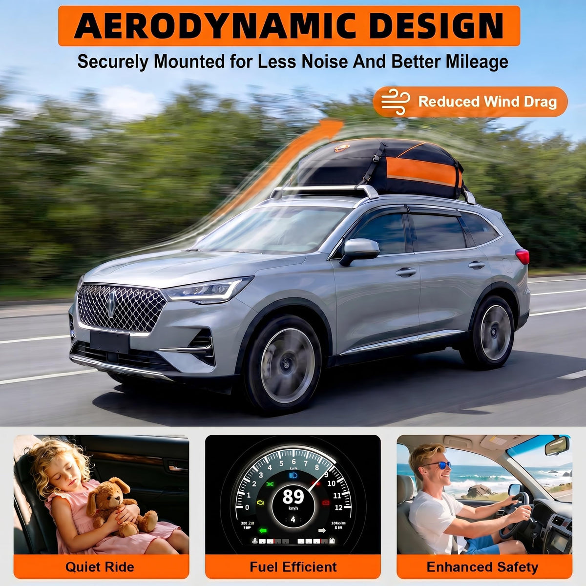 Sailnovo Aerodynamic Rooftop Cargo Carrier Bag, Cubic Feet Waterproof